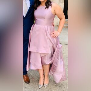 Adrianna Papell Dusty Pink High Low Mikado Gown